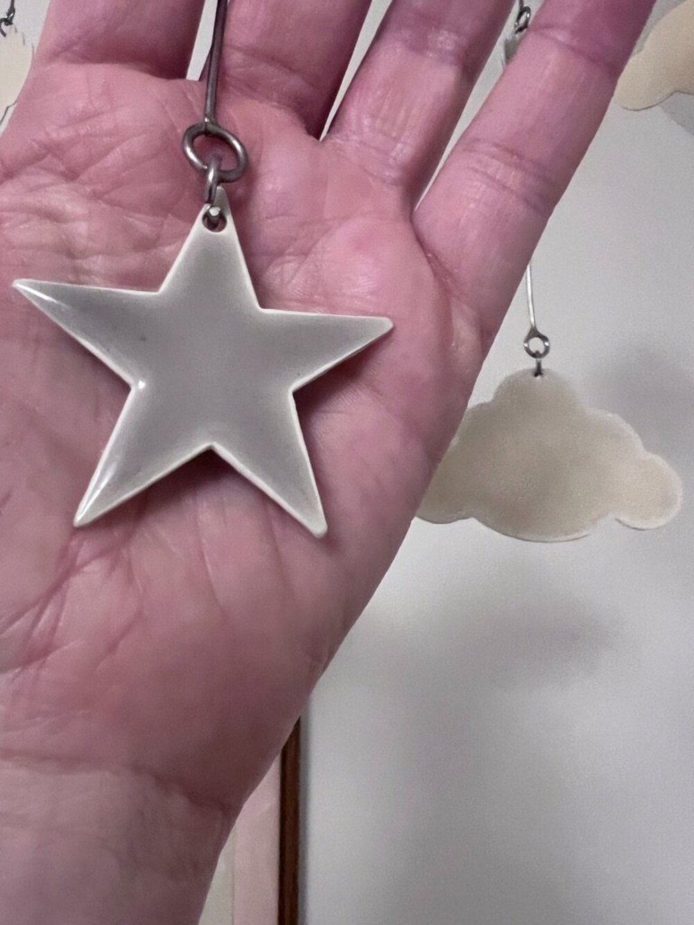 Pottery Barn Kids Stars & Clouds Nursery Ceiling Mobile - Gray/White EUC - Picture 4 of 5